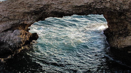 Rock, morze, szorstki, fale, Natura, Cypr, Ajia napa