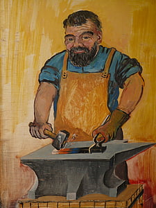 blacksmith, craft, profession, iron, forge, metal, man