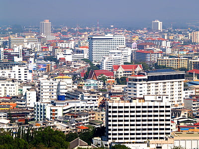 Pattaya, Tajlandia, Plaża, wzgórze, centrum miasta, światło słoneczne, Ulica