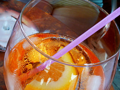 Aperol spritz, alkohol, drikke, alkoholholdige, cocktail, glass, oransje