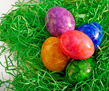 Wielkanoc nest, Pisanka, Wielkanoc, jajko, trawa, art deco, kolorowe