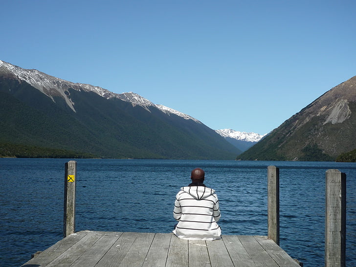 Nya Zeeland, sjön, Mountain, naturen, landskap, resor, vacker natur