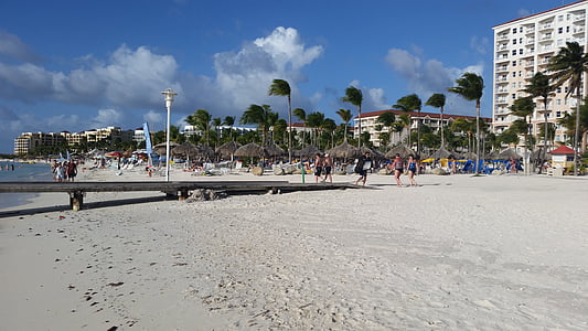 Aruba, Hotel, Pantai, Pulau, Karibia, laut