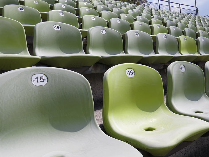 Estadio, bancos, secuencia de, Munich, Olympiastadion, Alemania, verde