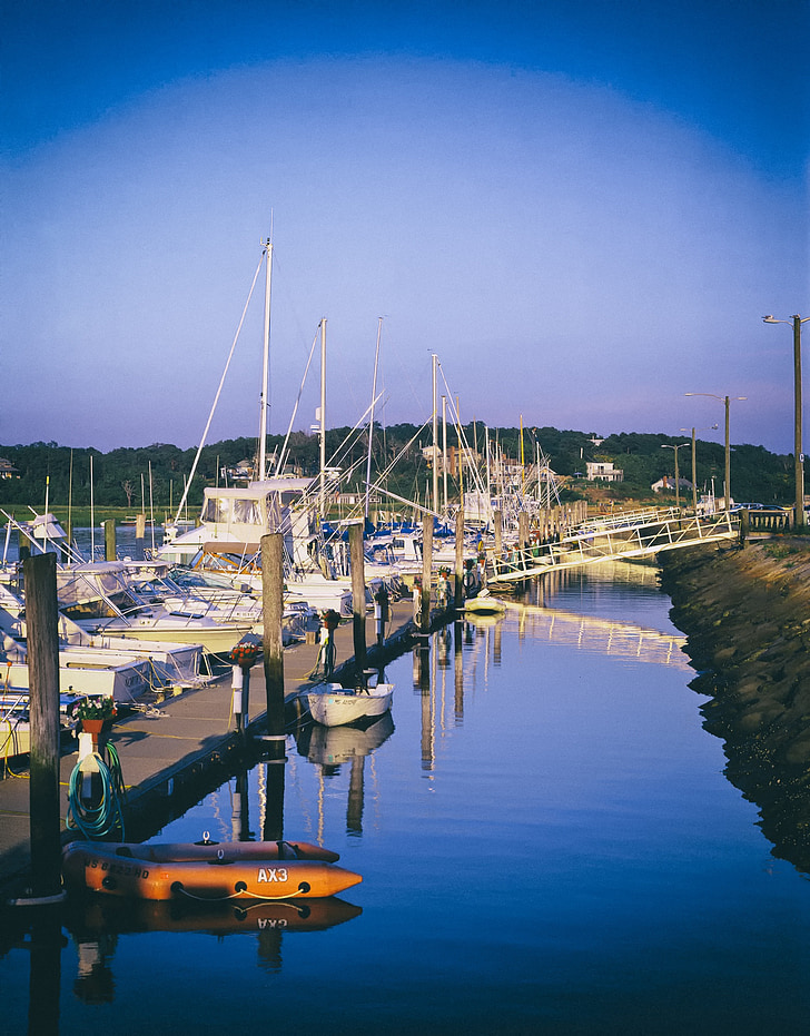 Cape cod, Massachusetts, hamnen, Bay, vatten, reflektioner, båtar