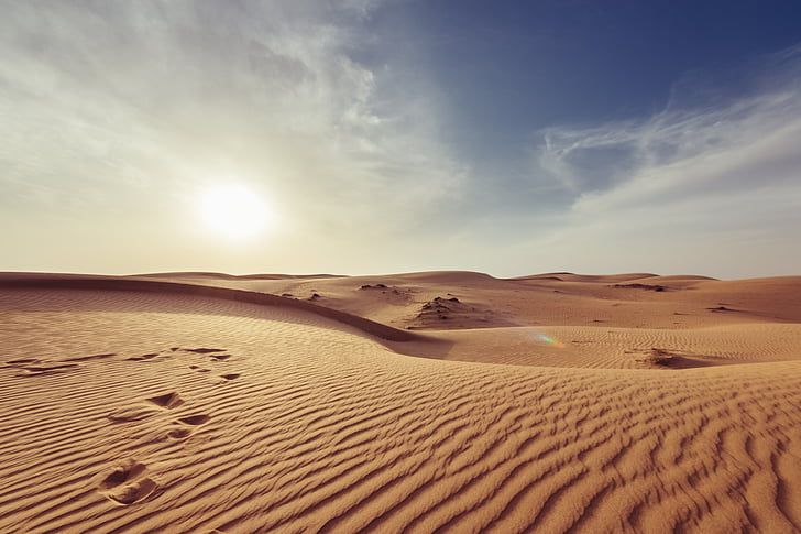 zonas áridas, estéril, amanecer, desierto, seco, caliente, paisaje