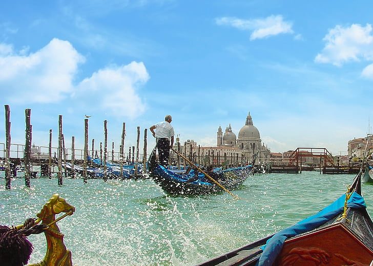 Venice, Itālija, gondola, ūdens, splash, tūrisms, ceļojumi