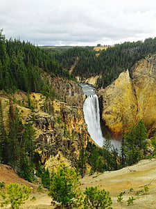 Yellowstone, Canyon, cascata, natura, paesaggio, Scenics, Stati Uniti d'America