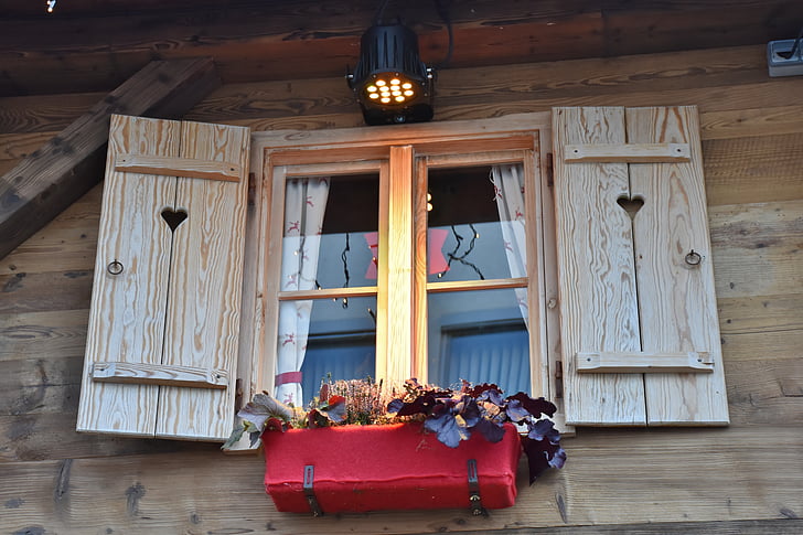 ウィンドウ, シャッター, 木材, 木製窓, 照明, クリスマス, 出現