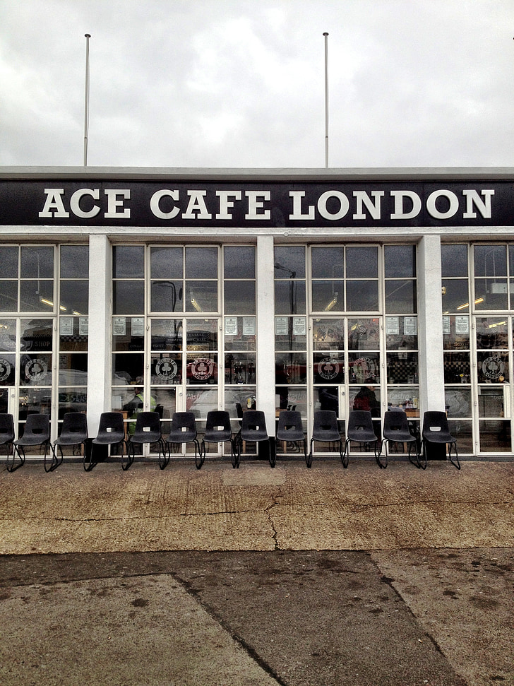 Ace Cafe, kavarna, ulica, slavni, London, Anglija, as