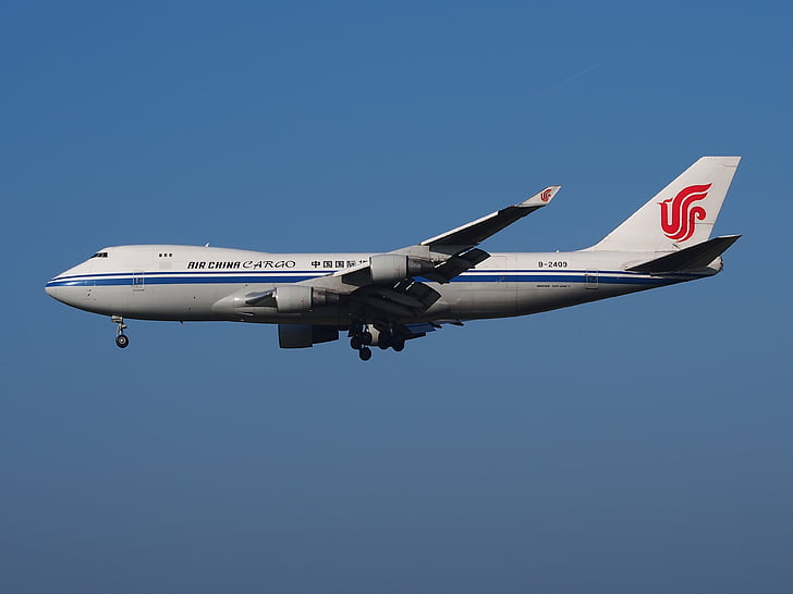 Boeing 747, Jumbo jet, Air china cargo, avión, avión, de aterrizaje, Aeropuerto