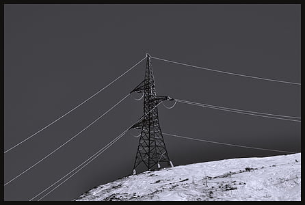 電力線, お問い合わせ, 十字架のモダンな印, 接続, 雪