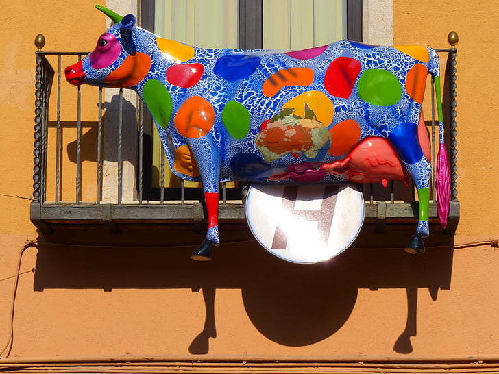 Cow, färgglada, konst