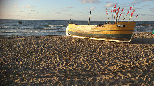 βάρκα, Rewal, Κόπτης, παραλία, Βαλτική θάλασσα, Άμμος, το καλοκαίρι