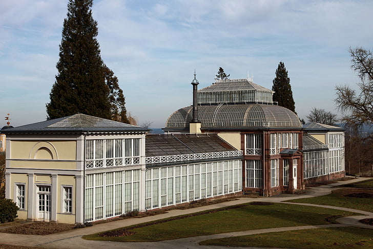edificio, efecto invernadero, Kassel, Parque de la montaña, la montaña Parque wilhelmshöhe, la UNESCO Patrimonio de la humanidad, Hesse