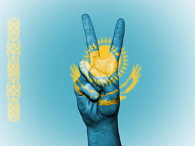 Kazakhstan, perdamaian, tangan, bangsa, latar belakang, banner, warna