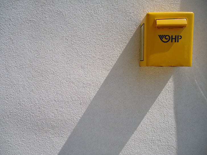 Isla cres, correo, Fondo, amarillo, contraste, pared, particular
