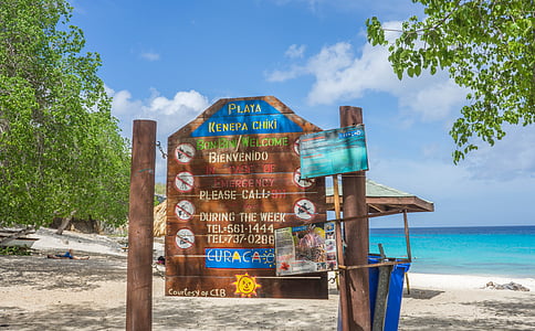 Curacao, znak, plaža, putovanja, turizam, Karibi, boja