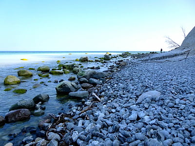 baltic sea, beach, stones, coast, denmark, møns klint