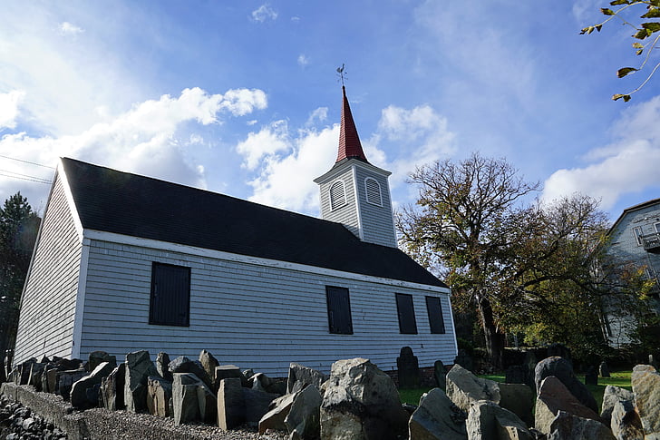 Biserica, Halifax, Canada, religie, pădure, albastru, cimitir