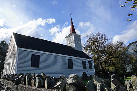 kostel, Halifax, Kanada, náboženství, Woods, modrá, hřbitov