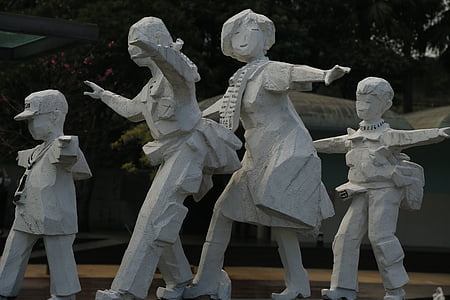 escultura, Zhu ming, niños