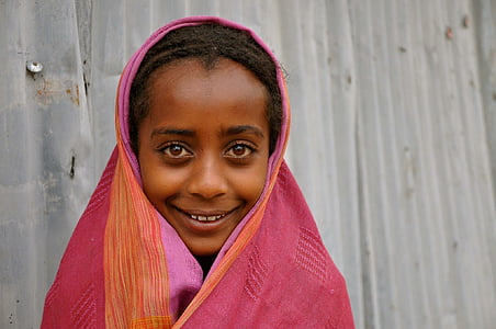 Flicka, Afrika, Etiopien, barn, barn, barn, ansikte