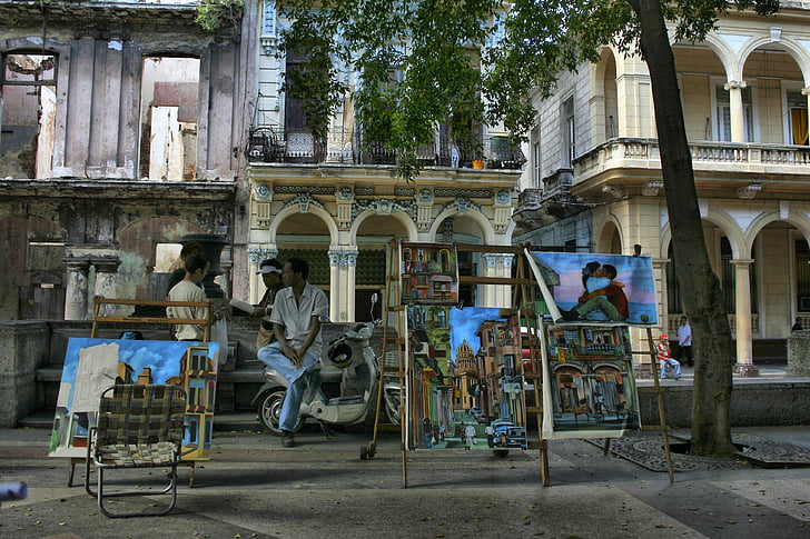 снимки, град, улица, разходка, сгради, стар, Куба