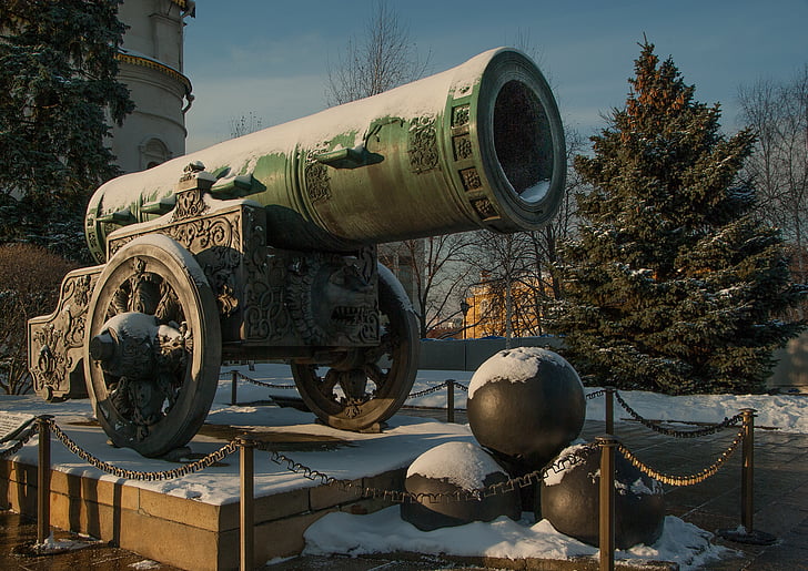 moscow, kremlin, canon, cannonballs, tsar cannon, day, outdoors