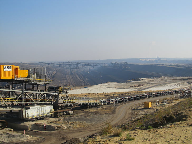 Open pit minedrift, brunkul, multi spand, fjernelse, energi, Welzow
