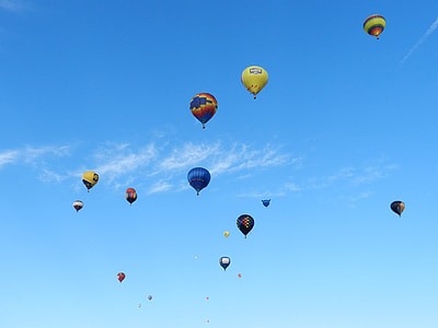 léggömb, hőlégballon, színes, szél, szél irányát, levegő, hő