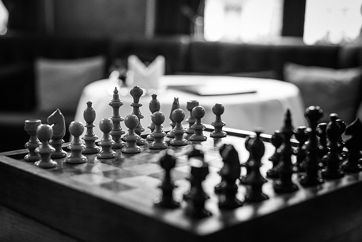 gray, scale, focus, photography, chess, board, piece