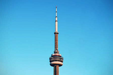 Architektur, klarer Himmel, CN tower, hoch, Wahrzeichen, im freien, Wolkenkratzer
