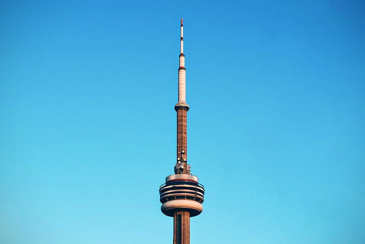 brązowy, Srebro, Wieża, niebo, Toronto, Architektura, Sky tower