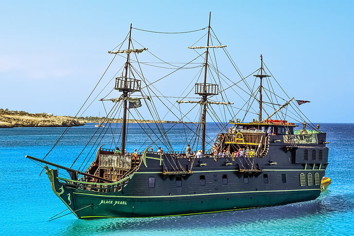 Cyprus, Cavo greke, výletná loď, cestovný ruch, Dovolenka, letné, Pirátska loď