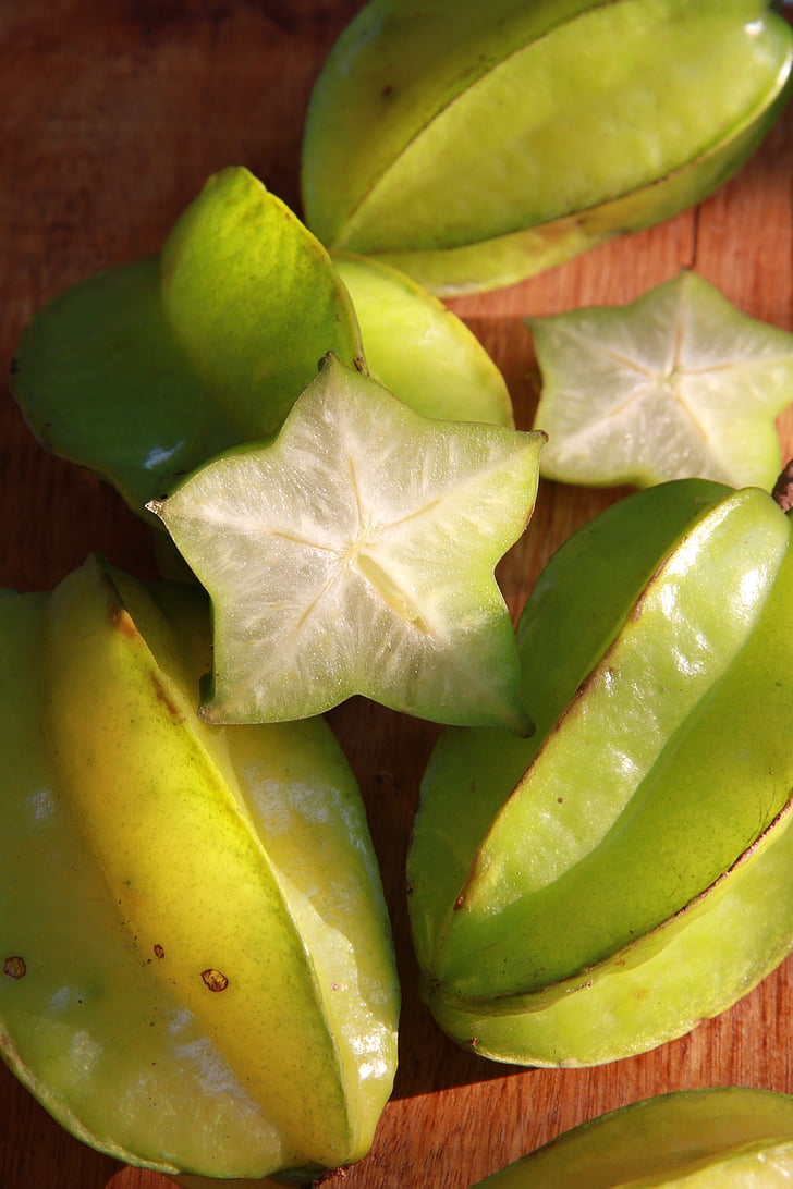 Carambola (starfruit), grön, frukt, Mogna, färsk, naturliga, sura