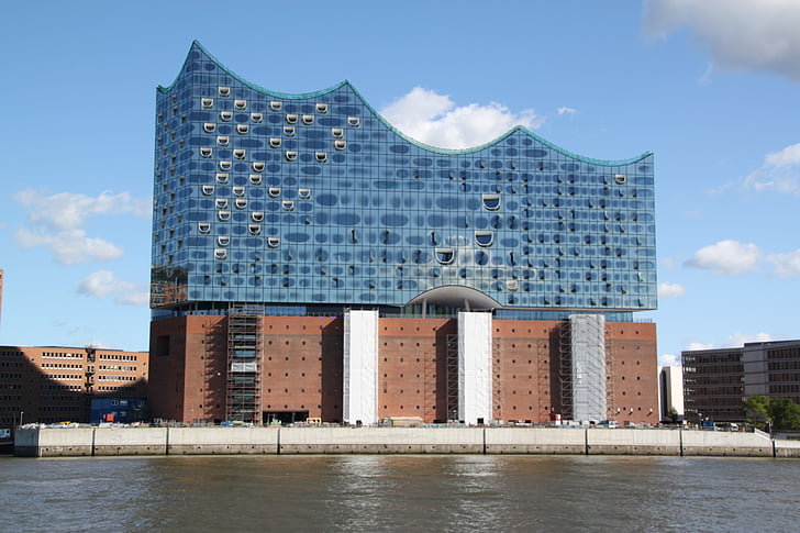 Labe philharmonic hall, Hamburg, koncertná sála, Port, Harbour city, Architektúra, Nemecko