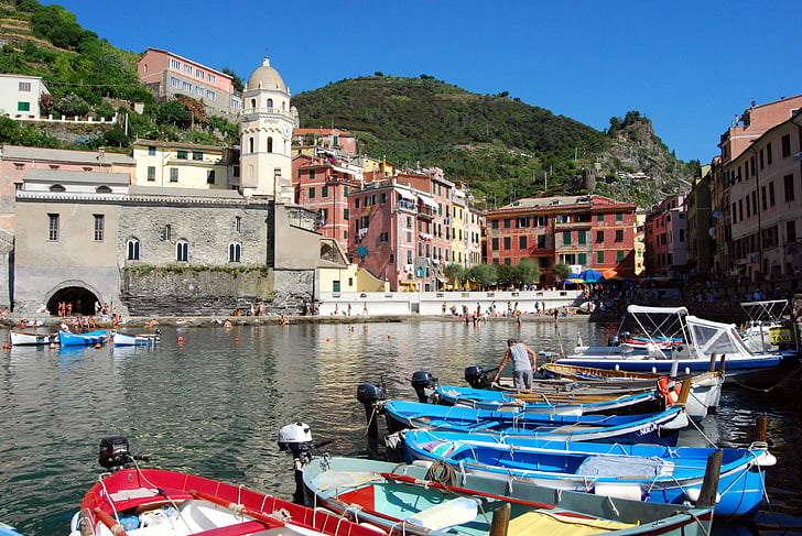 csónak, Porto, Cinque terre, Vernazza, tenger, víz, Liguria