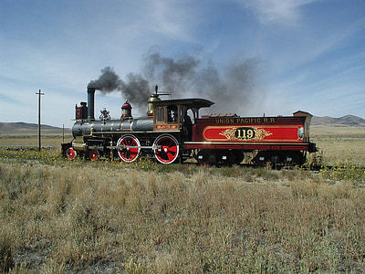 steam locomotive, smoke, railway, railroad, train, engine, coal car