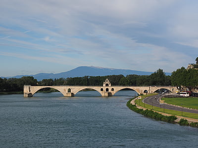 Pont saint bénézet, Pont d'avignon, Ventoux, dağ, Provence, öngörü, uzak görünümü