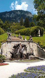 linderhoff, castle, bavaria, germany, europe, fountain, palace