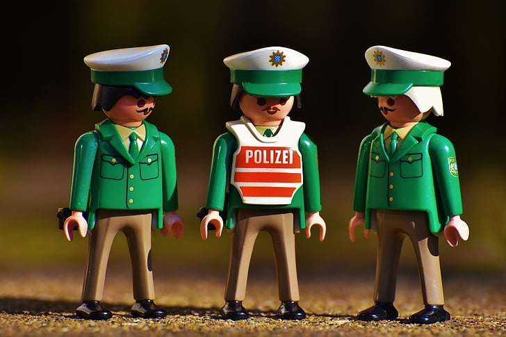 policijski službenici, Stari, Playmobil, zelena, figure, smiješno, djetinjstvo
