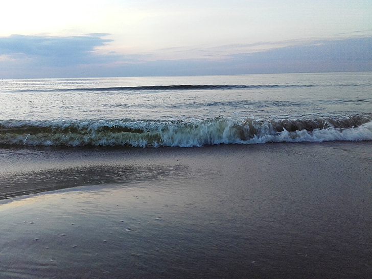 mar, Verão, água, noite, Mar Báltico, as ondas, paisagens