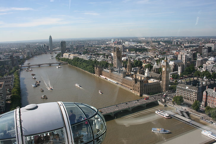 London eye, utsikt over london, Themsen, London