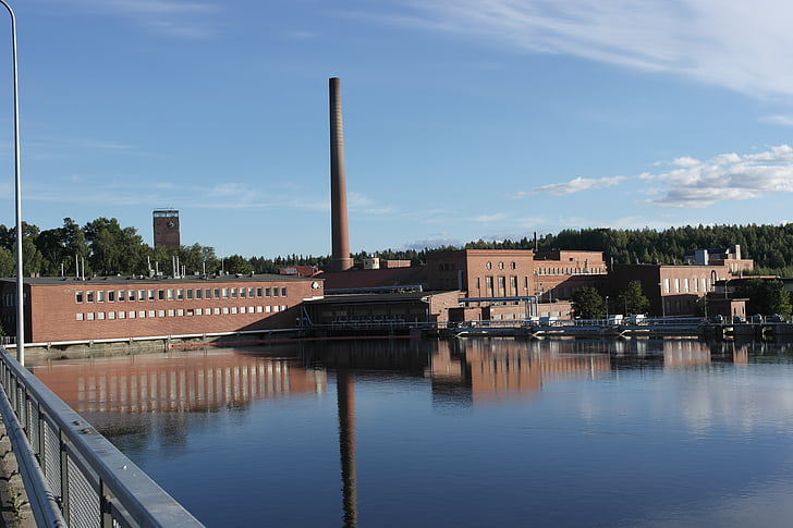 fàbrica, Kuusankoski, paisatge de fàbrica, indústria, riu, arquitectura
