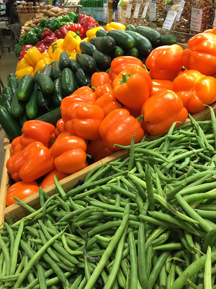πιπεριές, φασόλια, τροφίμων, υγιεινή, λαχανικό, κόκκινο, πράσινο