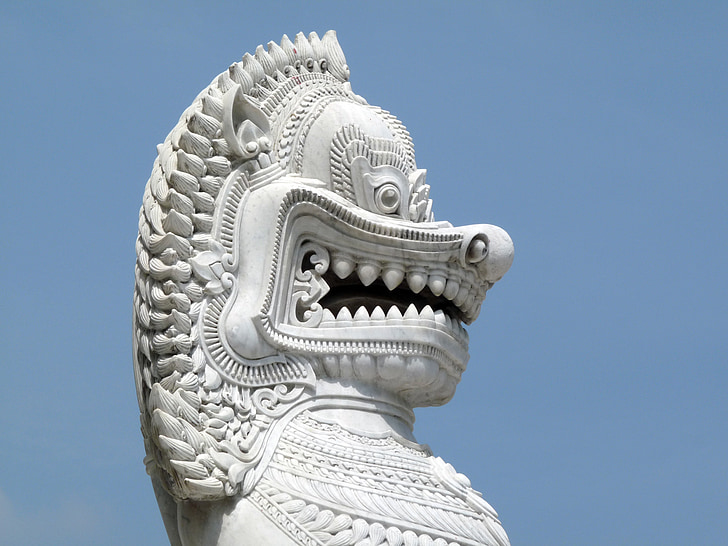 guarda del templo, Tailandia, León, escultura, Dragón, cabeza de dragón