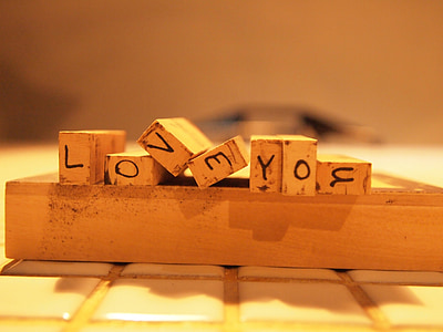 Alfabet, l'amor, lletres, fusta
