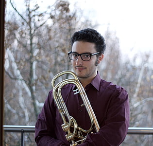 music, classical, musician, male, young, outdpprs, trumpet