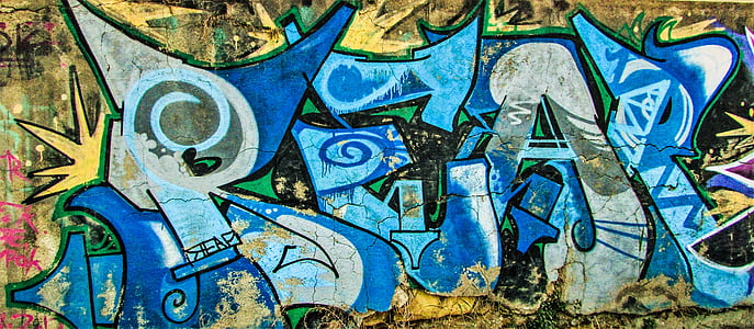Cypern, Larnaca, Graffiti, Urban, gatukonst, väggen, färger